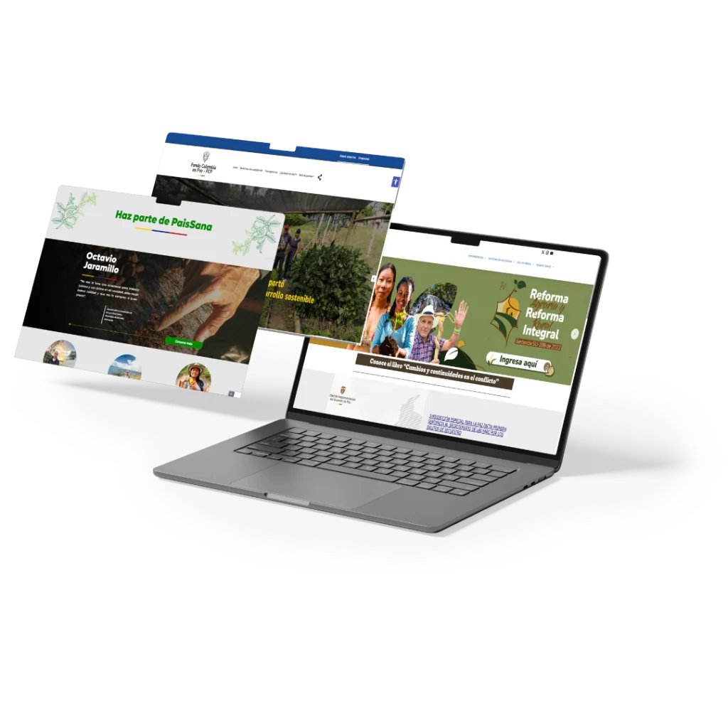 Pantallas de los portales web del Fondo Colombia en Paz